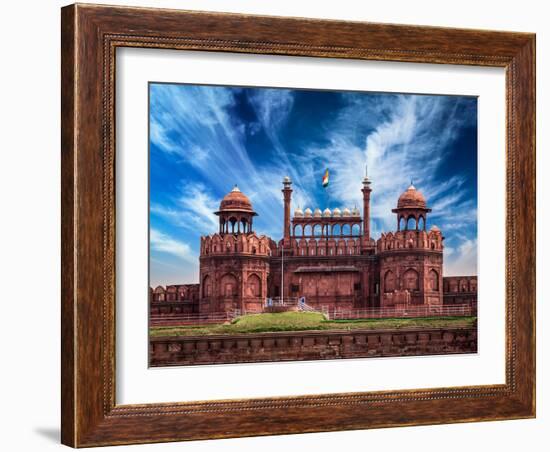 India Travel Tourism Background - \Red Fort (Lal Qila) Delhi - World Heritage Site. Delhi, India-f9photos-Framed Photographic Print