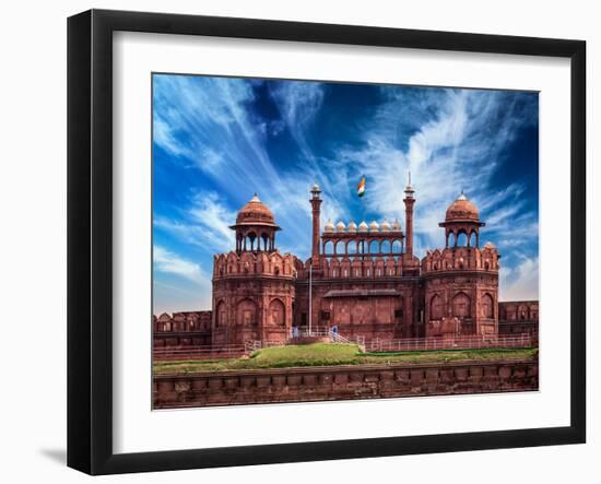 India Travel Tourism Background - \Red Fort (Lal Qila) Delhi - World Heritage Site. Delhi, India-f9photos-Framed Photographic Print