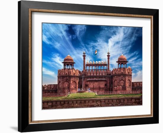 India Travel Tourism Background - \Red Fort (Lal Qila) Delhi - World Heritage Site. Delhi, India-f9photos-Framed Photographic Print