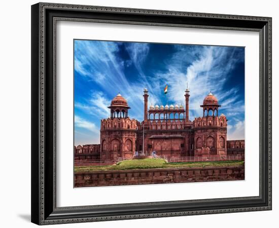 India Travel Tourism Background - \Red Fort (Lal Qila) Delhi - World Heritage Site. Delhi, India-f9photos-Framed Photographic Print