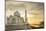India, Uttar Pradesh. Agra. Taj Mahal tomb and minarets on the Yamuna River at sunset-Alison Jones-Mounted Photographic Print