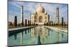 India, Uttar Pradesh. Agra. Taj Mahal tomb and minarets with reflecting pool in foreground-Alison Jones-Mounted Photographic Print
