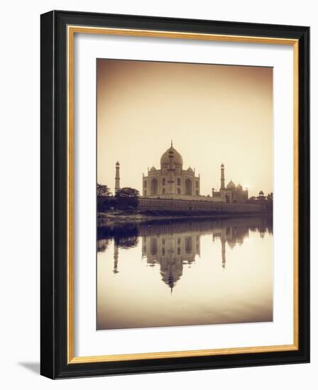 India, Uttar Pradesh, Agra, Taj Mahal (UNESCO Site) and Yamuna River at Sunset-Michele Falzone-Framed Photographic Print