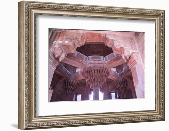 India, Utter Pradesh. Agra Fort . Richly Decorated Semi-Circular Red Sandstone Fort-Emily Wilson-Framed Photographic Print