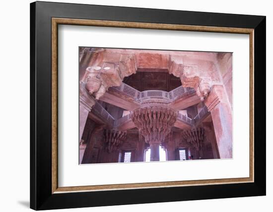 India, Utter Pradesh. Agra Fort . Richly Decorated Semi-Circular Red Sandstone Fort-Emily Wilson-Framed Photographic Print