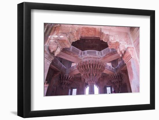 India, Utter Pradesh. Agra Fort . Richly Decorated Semi-Circular Red Sandstone Fort-Emily Wilson-Framed Photographic Print