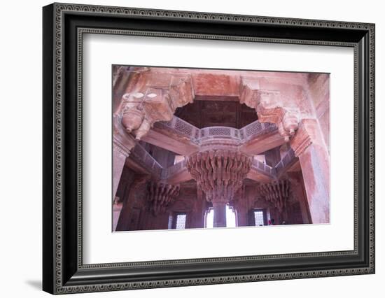 India, Utter Pradesh. Agra Fort . Richly Decorated Semi-Circular Red Sandstone Fort-Emily Wilson-Framed Photographic Print