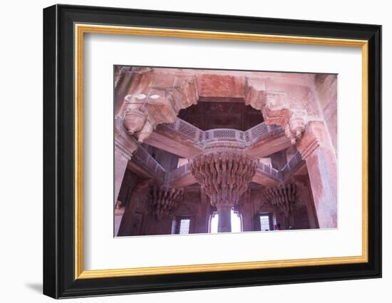 India, Utter Pradesh. Agra Fort . Richly Decorated Semi-Circular Red Sandstone Fort-Emily Wilson-Framed Photographic Print