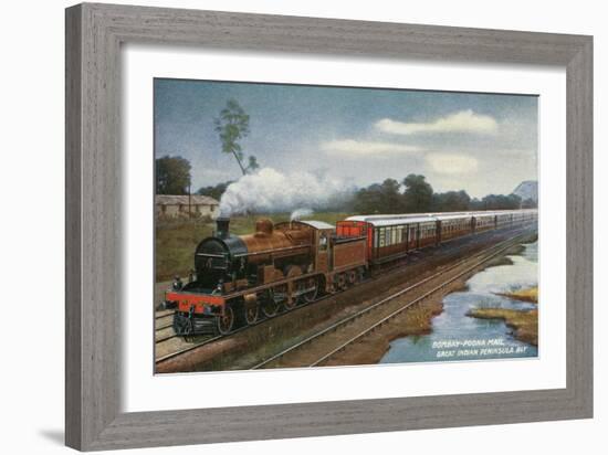 India - View of the Bombay-Poona Mail Train-Lantern Press-Framed Art Print