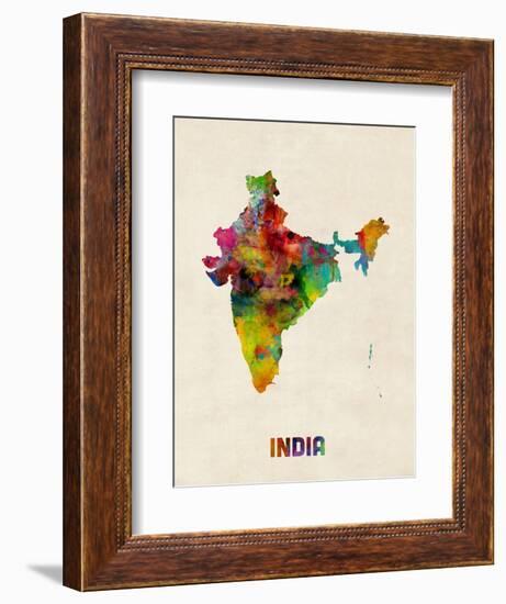 India Watercolor Map-Michael Tompsett-Framed Art Print