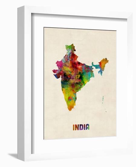 India Watercolor Map-Michael Tompsett-Framed Art Print