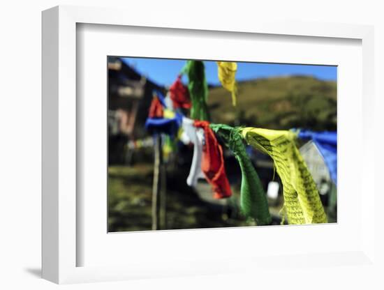 India, West Bengal, Singalila National Park, Tonglu, Buddhist Prayer Flags-Anthony Asael-Framed Photographic Print