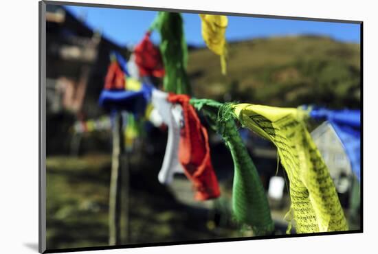 India, West Bengal, Singalila National Park, Tonglu, Buddhist Prayer Flags-Anthony Asael-Mounted Photographic Print