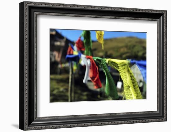 India, West Bengal, Singalila National Park, Tonglu, Buddhist Prayer Flags-Anthony Asael-Framed Photographic Print