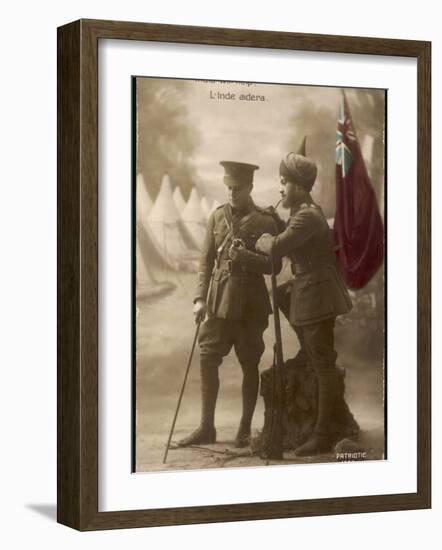 "India Will Help" - a British and an Indian Officer Join Forces to Fight the Enemy-null-Framed Photographic Print