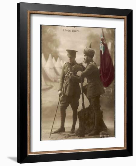 "India Will Help" - a British and an Indian Officer Join Forces to Fight the Enemy-null-Framed Photographic Print