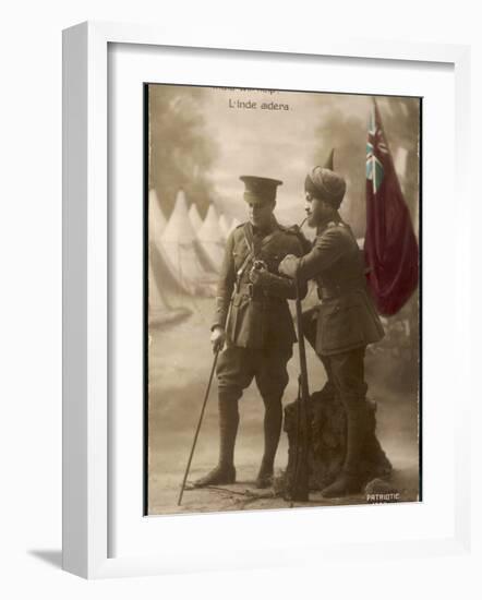 "India Will Help" - a British and an Indian Officer Join Forces to Fight the Enemy-null-Framed Photographic Print