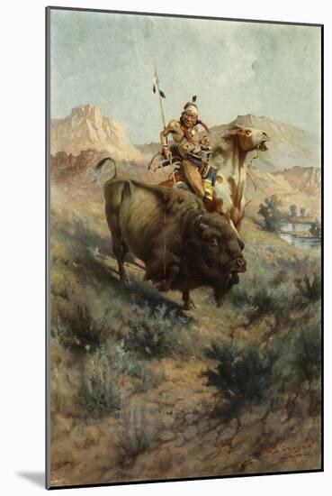 Indian and Buffalo-Edgar Samuel Paxson-Mounted Giclee Print