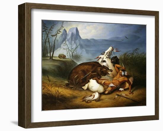 Indian Bear Fight-null-Framed Giclee Print