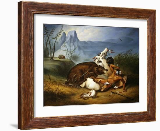 Indian Bear Fight-null-Framed Giclee Print