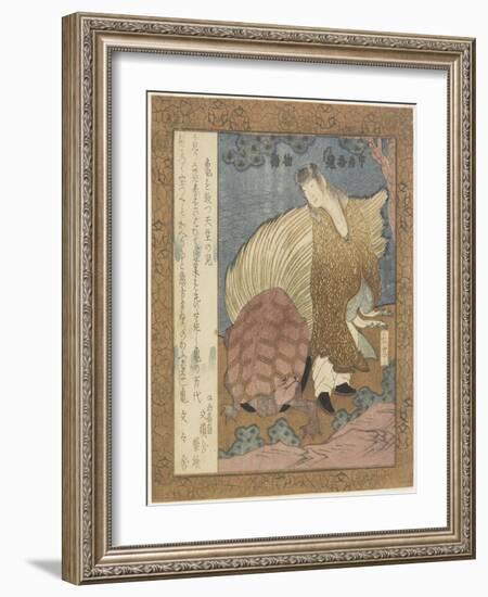 Indian Boy Releasing a Turtle, C. 1828-Yashima Gakutei-Framed Giclee Print