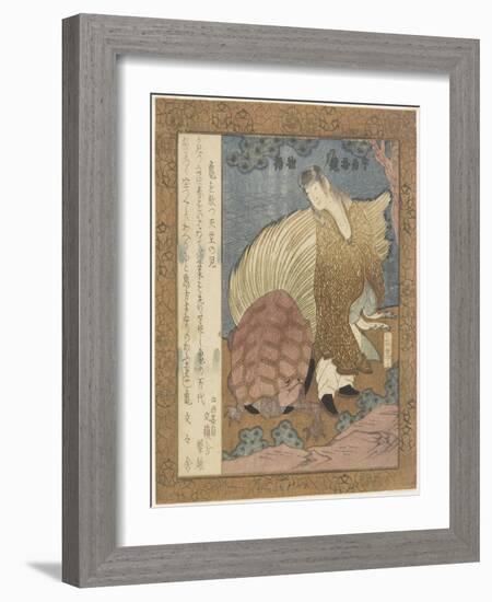 Indian Boy Releasing a Turtle, C. 1828-Yashima Gakutei-Framed Giclee Print