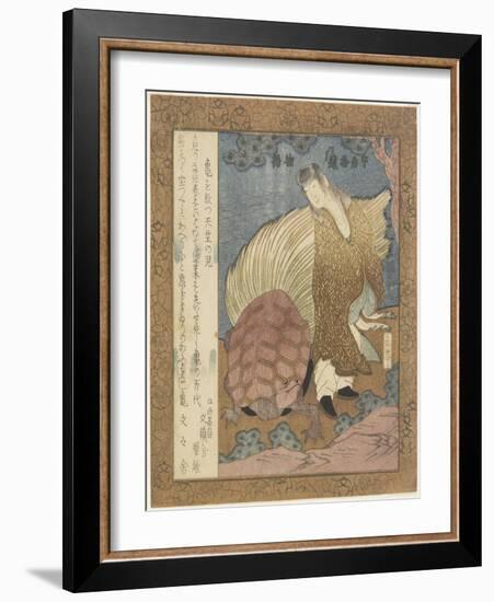 Indian Boy Releasing a Turtle, C. 1828-Yashima Gakutei-Framed Giclee Print