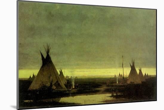 Indian Camp at Dawn, 1873-Jules Tavernier-Mounted Giclee Print