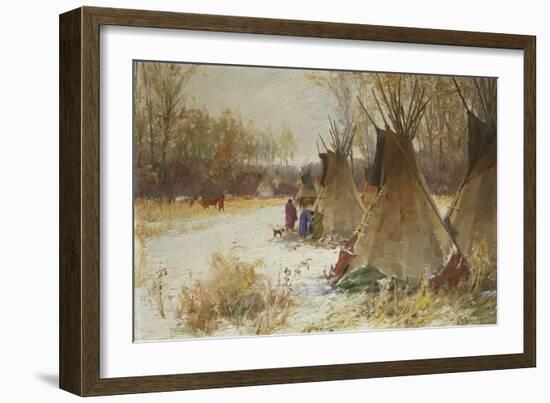 Indian Camp in the Snow-Joseph Henry Sharp-Framed Giclee Print