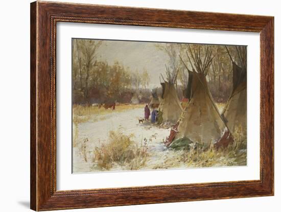 Indian Camp in the Snow-Joseph Henry Sharp-Framed Giclee Print