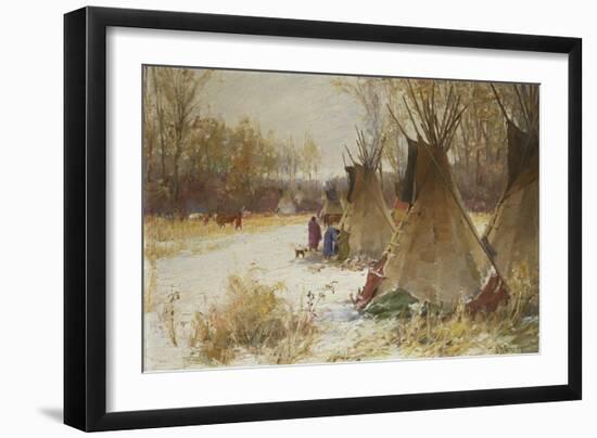 Indian Camp in the Snow-Joseph Henry Sharp-Framed Giclee Print