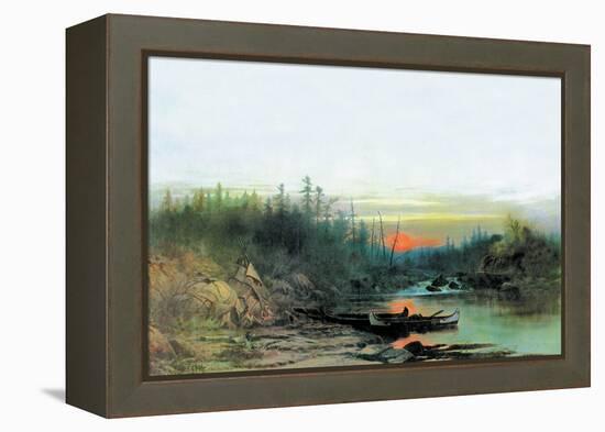 Indian Camp-Albert Bierstadt-Framed Stretched Canvas