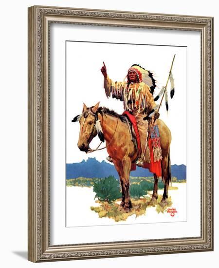 "Indian Chief on Horseback,"August 22, 1936-Charles Hargens-Framed Giclee Print