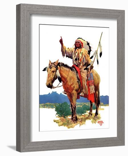 "Indian Chief on Horseback,"August 22, 1936-Charles Hargens-Framed Giclee Print