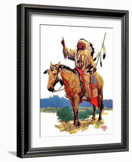 "Indian Chief on Horseback,"August 22, 1936-Charles Hargens-Framed Giclee Print