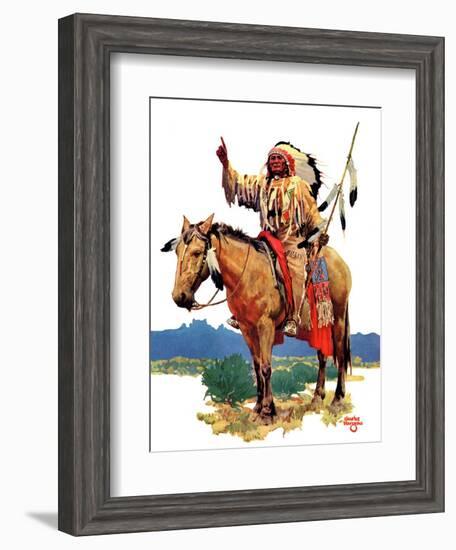 "Indian Chief on Horseback,"August 22, 1936-Charles Hargens-Framed Giclee Print