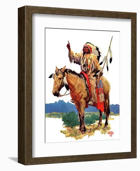 "Indian Chief on Horseback,"August 22, 1936-Charles Hargens-Framed Giclee Print