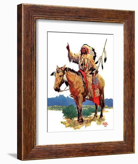 "Indian Chief on Horseback,"August 22, 1936-Charles Hargens-Framed Giclee Print