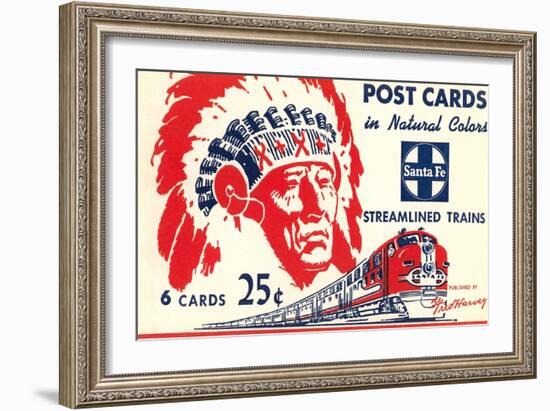 Indian Chief, Streamlined Train, Postcard Folder-null-Framed Art Print