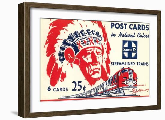 Indian Chief, Streamlined Train, Postcard Folder-null-Framed Art Print