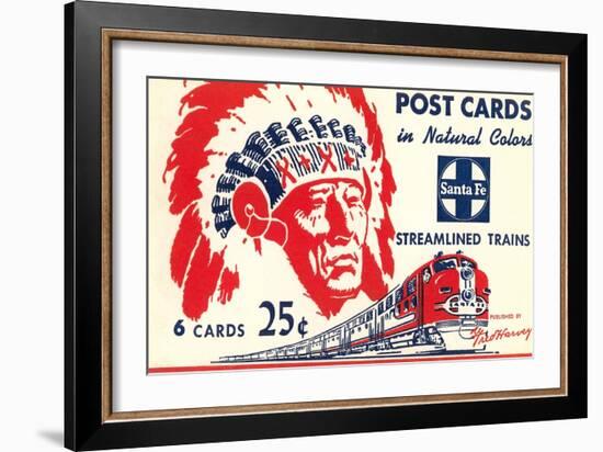 Indian Chief, Streamlined Train, Postcard Folder-null-Framed Art Print