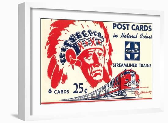 Indian Chief, Streamlined Train, Postcard Folder-null-Framed Art Print