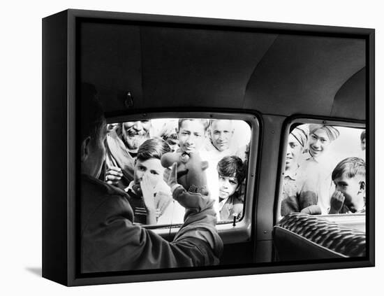 Indian children looking into puppeteer Bil Baird's car, March 1962.-James Burke-Framed Premier Image Canvas