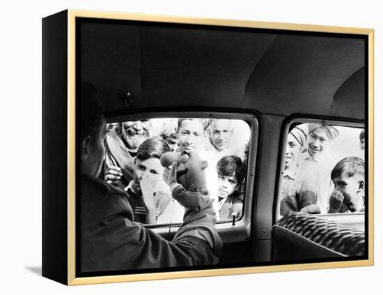 Indian children looking into puppeteer Bil Baird's car, March 1962.-James Burke-Framed Premier Image Canvas