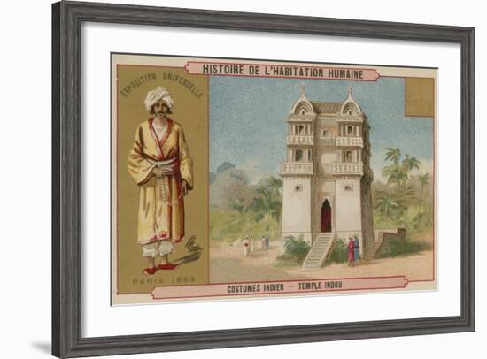 Indian Costume and a Hindu Temple-null-Framed Giclee Print