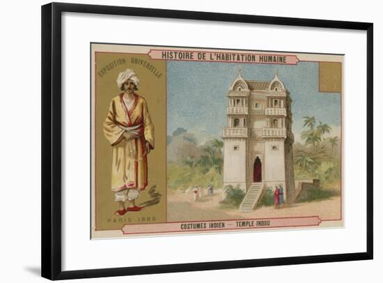 Indian Costume and a Hindu Temple-null-Framed Giclee Print