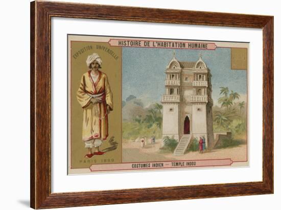 Indian Costume and a Hindu Temple-null-Framed Giclee Print