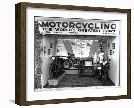Indian Cycle Co. Booth at Puyallup Fair, 1927-Chapin Bowen-Framed Giclee Print