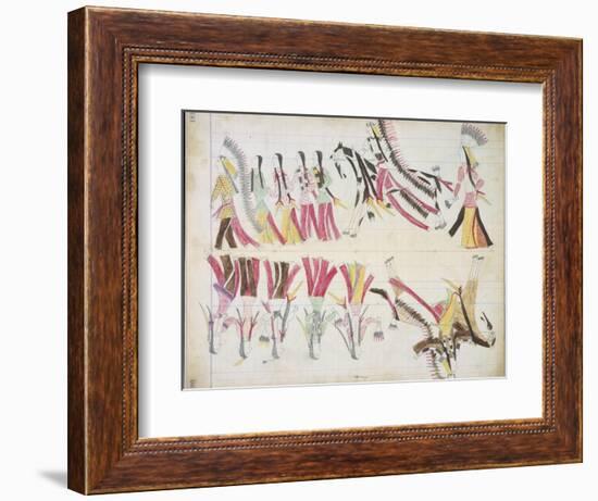 Indian Dance, Illustration from the 'Black Horse Ledger', 1877-79--Framed Giclee Print