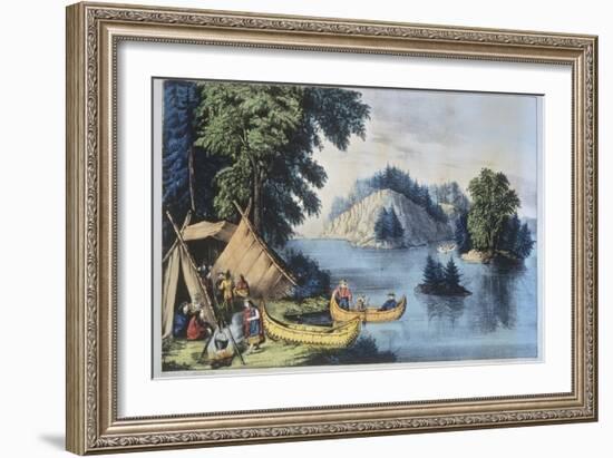 Indian Encampment on the St. Lawrence-Currier & Ives-Framed Giclee Print